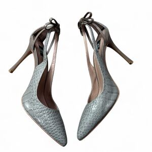 Zac Posen Veronique Gray Snake Print Spiked Heels